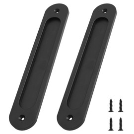 MOROBOR 2Pcs Black Recessed Door Handles, Finger Flush Pulls Oval Cabinet Drawer Invisible Pull Sliding Barn Door Handle Pocket Door Pull for Sliding Barn Door Cabinet Wardorbe
