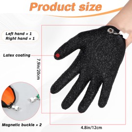2Pcs Fillet Gloves with Magnet Release Professional Anti-Slip Catch Fish Gloves Puncture Resistant Proof Ice Fishing Glove for Handling Catching Cleaning Hunting Fisherman Textured Grip Accessories
