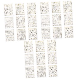 Healeved 3sets Cartoon Christmas Nail Art Stickers 3D Press Nails Paste Decals Pack 9sheets*3