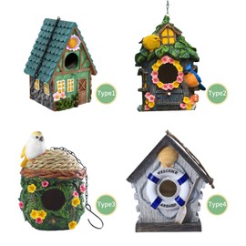 Hanging Bird House Decorative Cute Cage for Bird Outdoor Resin Bird House Hanging Nest Ornament Bird Box Figurine For Cockatoo Macaw Parakeet Finches
