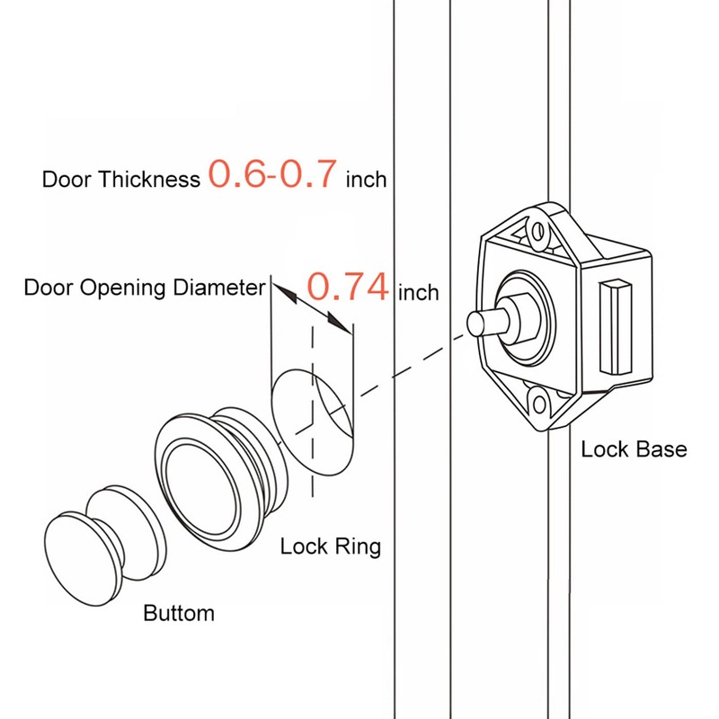 LENKRAD 6 PCS Push Button Latch Cabinet Door Catch Keyless