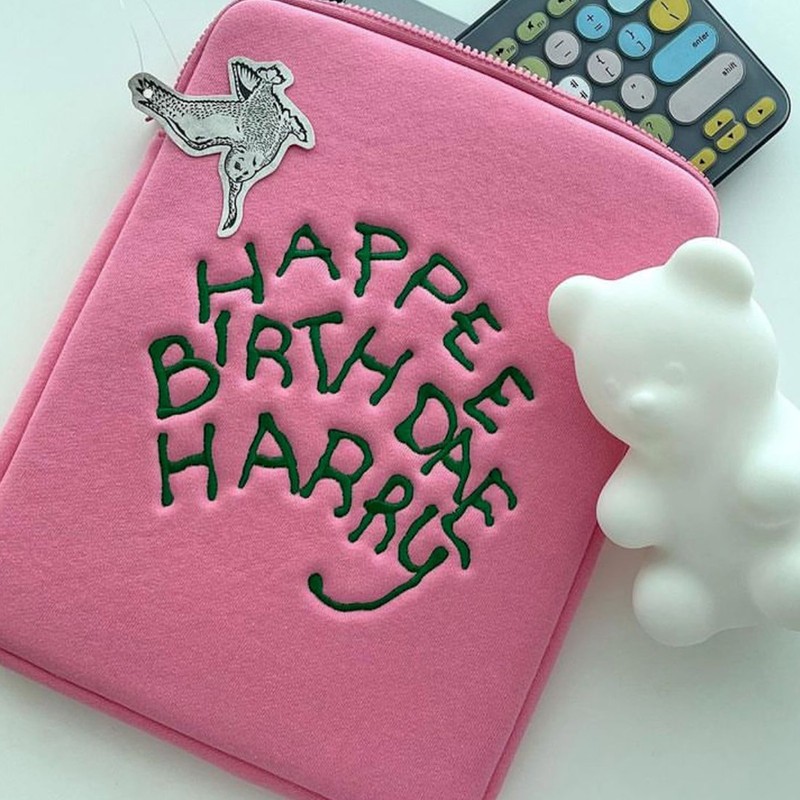 Tablet Sleeve Case Cute Stylish Pink Soft Cotton Cloth Shatterproof