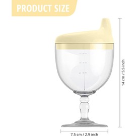 KFT 2 Pack Toddler Sippy Cup - Plastic Wine Glass Goblet Beverage Mug Milk Bottle with Lid for Kids on Birthday Party Celebration 5oz 150ml