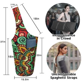 saniwu Women's Yoga Mat Bag Carrier – Large Capacity Linen Tote with Side Pocket & Zippered Interior for Gym Travel