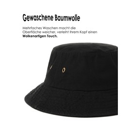 FURTALK Unisex Fishing Hat Cotton Bucket Hat Adjustable Sun Hat for Men and Women, black