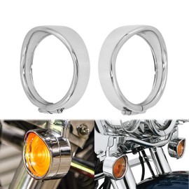 HDBUBALUS Turn Signal Trim Ring Cover Visor Style with Rubber Ring for Harley Touring Electra Glide Road King Softail