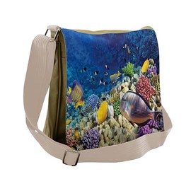 Lunarable Ocean Messenger Bag, Untouched Wild Marine Life, Unisex Cross-body