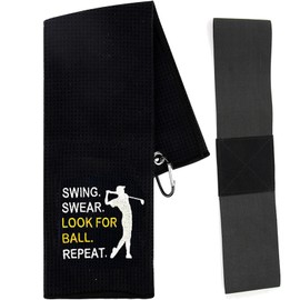 FunnAura 40 x 60 cm Golf Towels for Golf Bags with Clip, Microfiber Fabric Waffle Pattern Golf Towel for Men