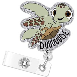 Turtle Badge Reel Funny Sea Turtle Hawaiian Badge Reels Retractable Name Badge Holder Reel ID Clip Cute Animal Pediatric Decorative for Nurse Nurses Office Worker Teacher Student