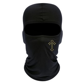 Cross Print Decor Cycling Face Mask Balaclava Hat, Hats for Men, Sun Protection Cycling Face Mask, Summer Outdoor Sports Face Mask for Men & Women, Dirt Bike Gear,  Birthday Gifts - Color: Black, Size: one-size