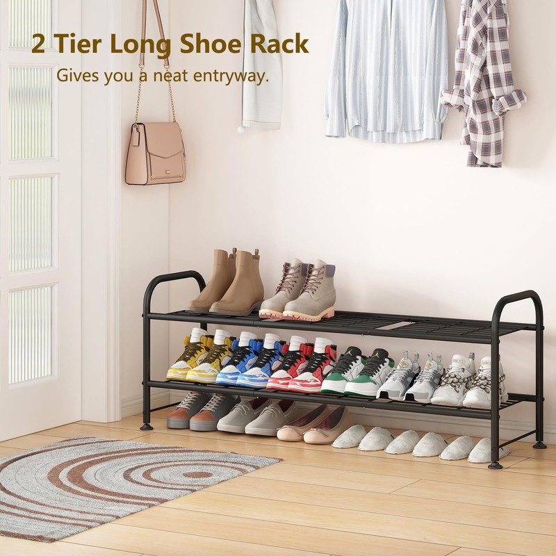 LINZINAR Shoe Rack 2 Tier Storage Organizer for Closet Entryway