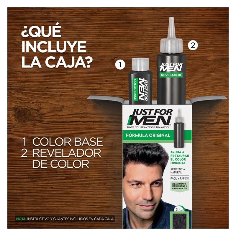 Just For Men, Tinte Colorante En Shampoo, Negro H55, Opción