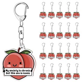 Ferreve 20 Pcs Nurse Appreciation Gift Bulk Peach Keychains Mental Health Stress Relief Gifts for Nurse Teacher Employee Coworker Staff