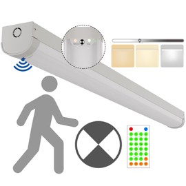 2FT Tri-Level Motion Sensor LED Linear Strip Emergency Stairwell Light w/Remote, CCT 10W/20W Selectable 125lm/W, Battery Backup, 30K/40K/50K, Dimmable 2 Foot Commercial Shop Ceiling Light Fixture, ETL