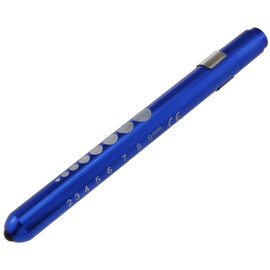 E-outstanding 1Pcs Medical Pen Light, Reusable LED Medical Inspection Penlight Flashlight with Pupil Gauge and Ruler for Nurses and Doctors, White Light, Blue