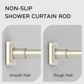 UIOSANRT Brushed Nickel Shower Curtain Rod 31-68 Inches Non-Slip Shower Rod Tension Mounted No Drill Tension Shower Curtain Rods Spring Tension Rod for Windows Bathroom