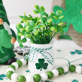 St Patricks Day Decorations-4pcs St.Patrick's Day Mini Jars with Artificial Shamrock-Mini Vases for St Patricks Day Home Kitchen Table Fireplace Mantel Decor