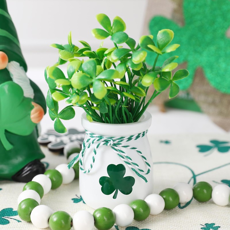 St Patricks Day Decorations-4pcs St.Patrick's Day Mini Jars with Artificial