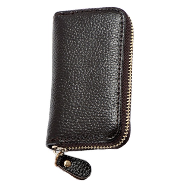 iSuperb Double Zipper Leather Key Case Keychain Wallet Holder for