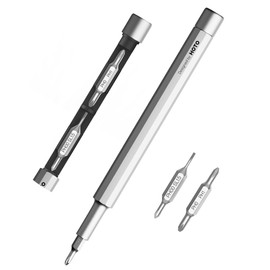HOTO Precision Screwdriver SE, Pocket Size, Multi-Bit, Mini Hand Screwdriver with 2 Double End Bits & 1 Pen Bit, Ideal for Phone/Glasses/Watches/Laptop, Silver