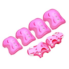 mitas Kids Protector, Set of 6, Pink Protector for Kids, Children, Velcro, Elbow, Hand, Knee, Arm, Injury Prevention, Safe, Bicycle, Child Guard, Lightweight, Knee Pads, Elbow Guard, Boys, Girls