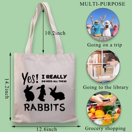 Bunny Lover Gifts For Women Rabbit Fans Tote Bag Bunny Girl Birthday Gift Bunny Themed Canvas Tote Bag (Need all rabbits TG), M