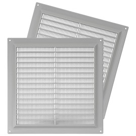2-Pack 10'' x 10'' Inch / 250 x 250 mm Plastic Grey - Vent Cover - Square Duct Cover - Air Vent Louver - Protective Screen Mesh - HVAC Ventilation