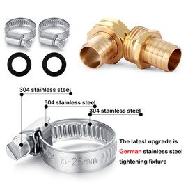 SIGURANTA Garden Hose Repair Connector with Clamps Hose End Repair Kit,3/4" Barb Garden Hose Fittings Male and Female brass garden hose ends (3/4"Barb-2 Set)