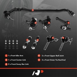 A-Premium Set of 8, Front Sway Bar Link, Upper Ball Joint, Outer Tie Rod End, Idler Arm, Center Link, Compatible with Toyota Pickup 1984 1985 1986 1987 1988, RWD & Manual Steering