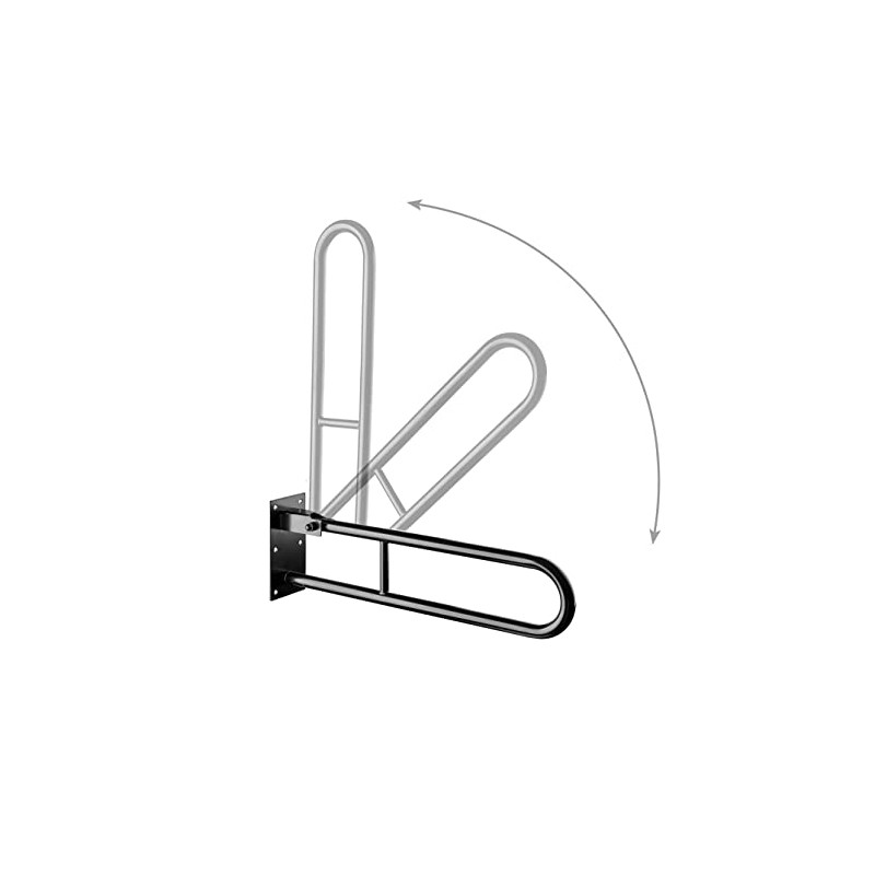 Black Folding Hinged Bathroom Safety Steel Grab Bar/Rail, Drop Down
