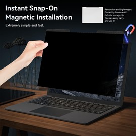 Magnetic 16 Inch Laptop Privacy Screen for 16:9 Computer Monitor, Removable Anti Glare Blue Light Filter Protector, 16 in Privacy Shield Compatible with Lenovo Hp Dell Acer Asus Thinkpad Envy Xps