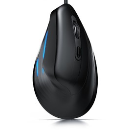 CSL - Kabelgebundene ergonomische Maus, USB-Maus für Rechtshänder, 6 Tasten, 6400 DPI Optical Tracking, kompatibel mit PC, Mac, Laptop - Schwarz