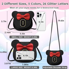 Toddler Purse Little Girl Purse for Kids 2 3 4 5 6 7 8 Year Old Cute Mouse Ear Bow Purse Crossbody Bag Birthday Gift, Small/Black Bag/Black Letter, O