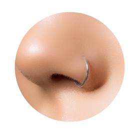 LUGASIS Clip On Fake Nose Ring Silver - Silver Nose Ring Piercing - 20G Thickness And 7mm Diameter- 925 Sterling Silver Fake Nose Hoop