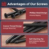 Kozelo 200pcs Phillips Flat Head Wood Screws - [ST4x25mm] Carbon