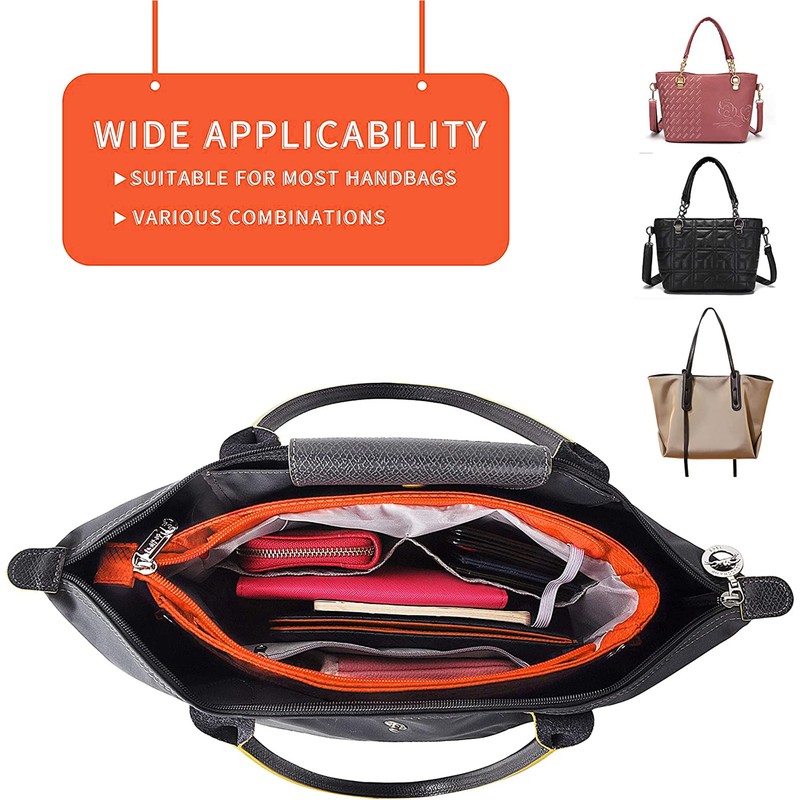 Vercord Expandable Nylon Handbag Purse Organizer Insert Liner Shaper Bag