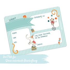 Papierdrachen 12 Birthday Invitations for Children – Circus Motif – Birthday Invitations for Your Birthday Party (A6 with Rounded Corners)