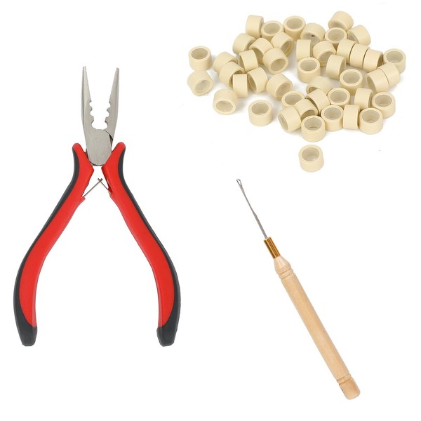 Hair Extension Tool Kit with Pliers, Loop Needle, Micro Beads