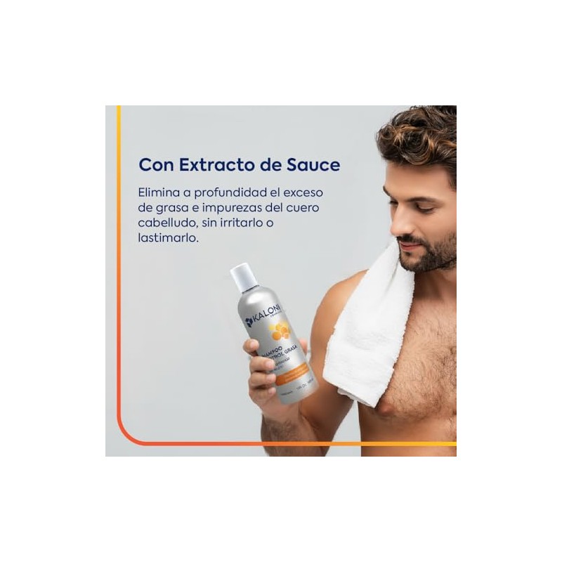 Shampoo Control Grasa, con Extracto de Sauce, 360 ml, Limpieza