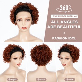 FASHION IDOL Short Curly Pixie Cut Wig 13 * 2 HD Transparent Lace Lace Front Bob Human Hair Wig for Women 180% Density 100% Brazilian Adolescent Human Hair Hig