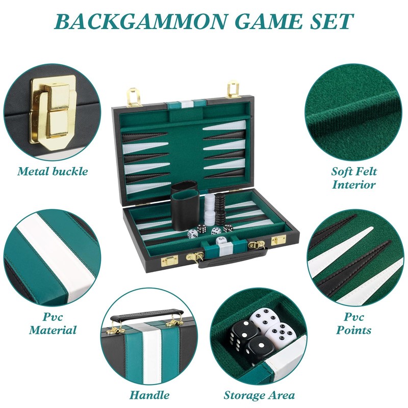 RERIVER Backgammon Set 2 Players Classic Backgammon Sets for Adults