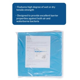 McKesson CSR Sterilization Wrap for Medical Supplies, Nail Technicians, Tattoo Tools - Air and Water Barrier, Blue Cellulose, 15 in x 15 in, 100 Count, 1 Pack
