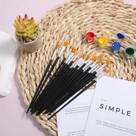 Small Paint Brushes Bulk, 40 Pcs Black Professional Watercolor Brushes Nylon Hair Artist Craft Brush with Flat and Round Pointed Tips for Acrylic, Oil, Face Canvas Painting, Classroom Art Supplies