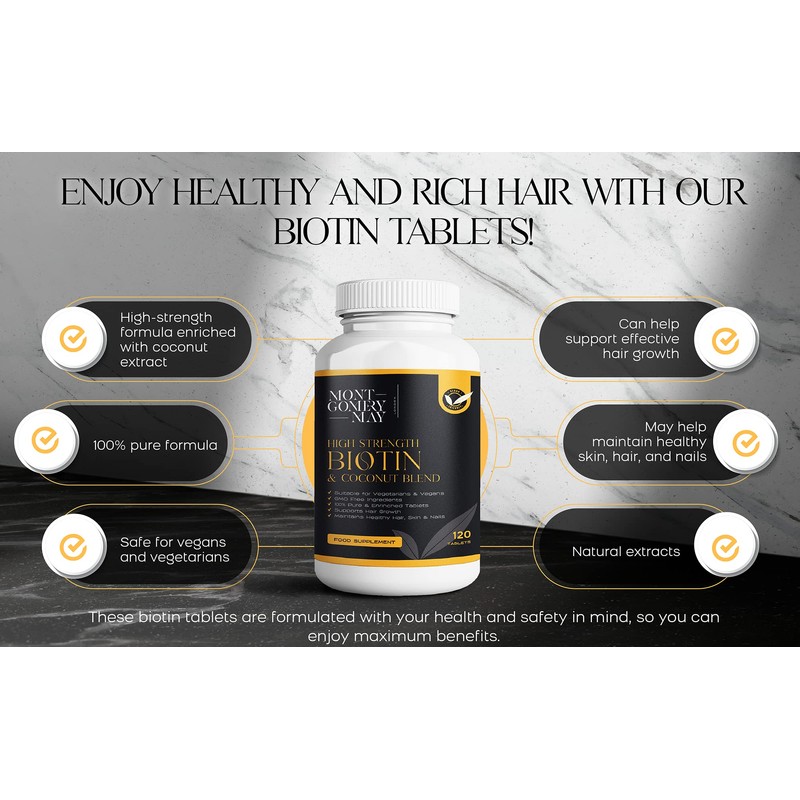 Biotin Hair Growth Supplement High-Strength Biotin 10,000mcg Supplements with Coconut