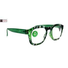 Sasha, Premium Reading Glasses, High End Reading Glass +1.25 to +3 Magnifying Glasses, Round. Optical Frames. Black n Green. NY Fifth Avenue