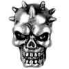 Grinning Spiked Grey Metallic Skull Skulls Stud Earrings Lead Free