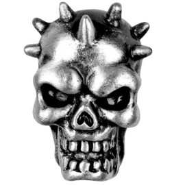 Grinning Spiked Grey Metallic Skull Skulls Stud Earrings Lead Free Pewter Alloy