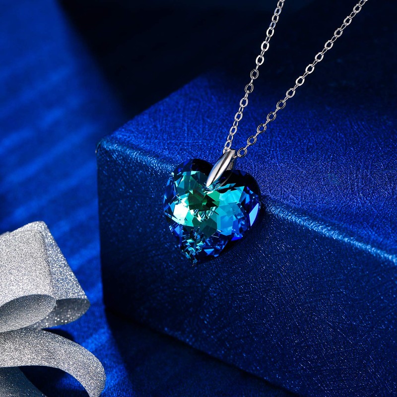 EleQueen 925 Sterling Silver CZ Heart of Ocean Titanic Inspired