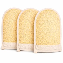 Guante exfoliante corporal de lufa europea M6 – Guante de lufa egipcia natural de doble cara para ducha y baño | Esponja de lufa orgánica de gran tama