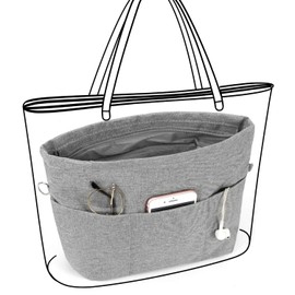 Vancore Bag-in-Bag, Small, Inner Bag, Freestanding, Lightweight, Bag-in-Bag, Waterproof, Organizer Bag with Partitions, For Tote Bags, Men's and Women's, Zippered, Bag Organizer, For Commuting and